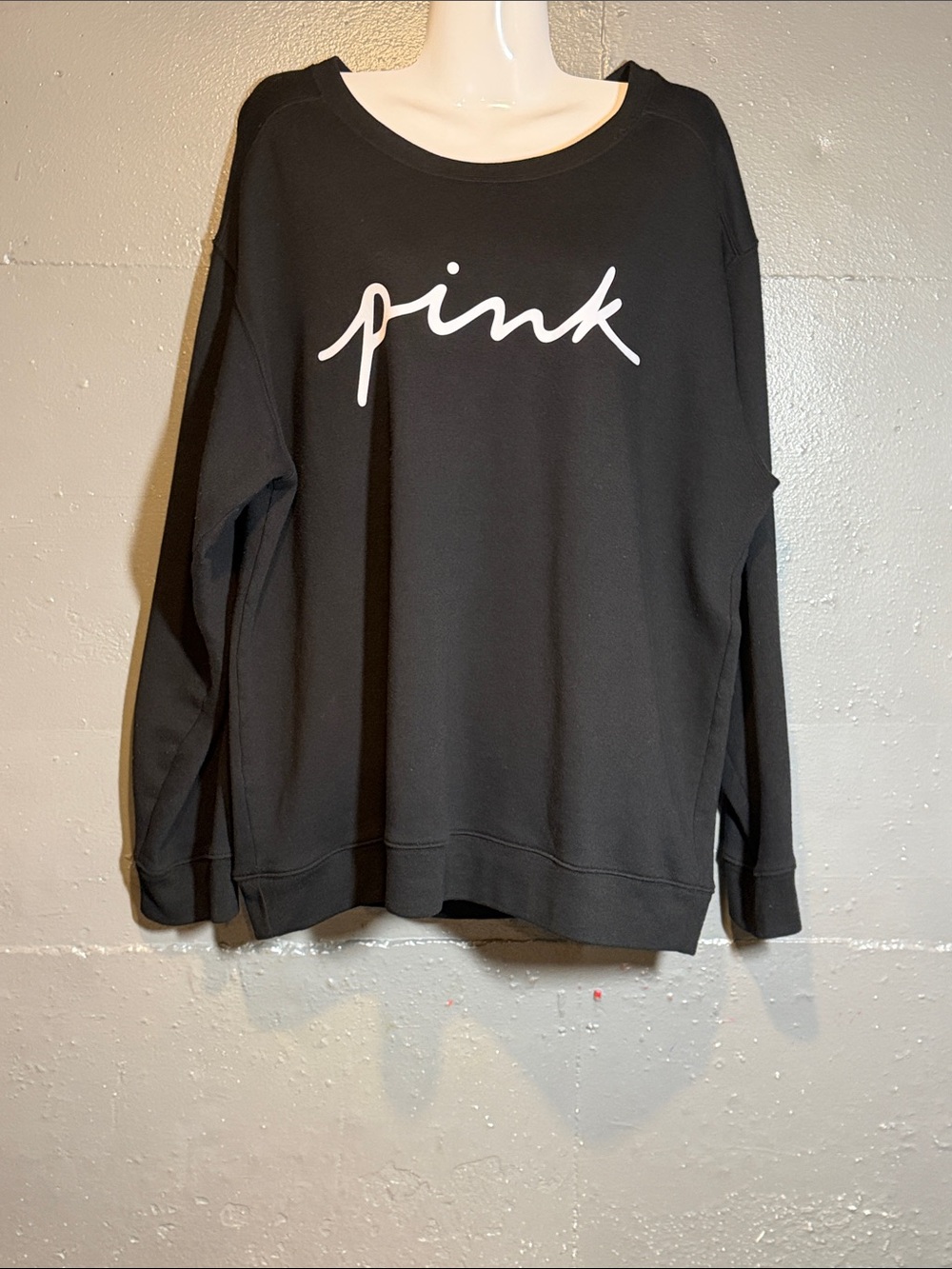PINK Victoria's Secret Black Crewneck Sweatshirt with White Script